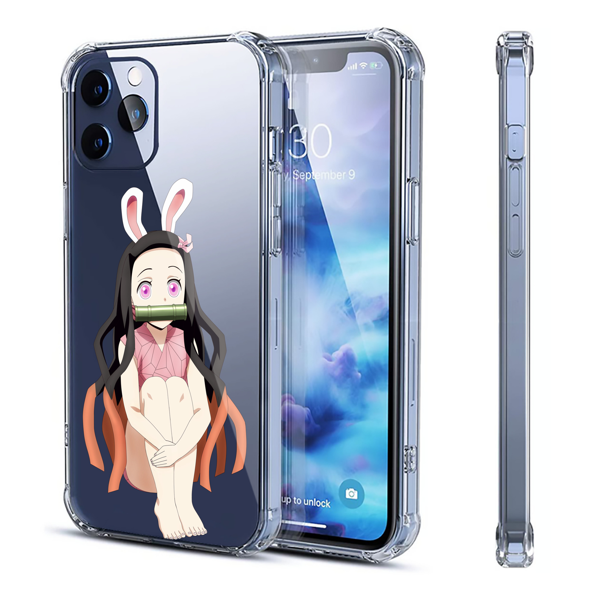 （画像用） 鬼滅の刃（きめつのやいば）竈門 禰󠄀豆子／かまど ねずこ Kamado Nezuko 【iPhone 12シリーズ対応】透明スマホケース（クリアソフトケース）
